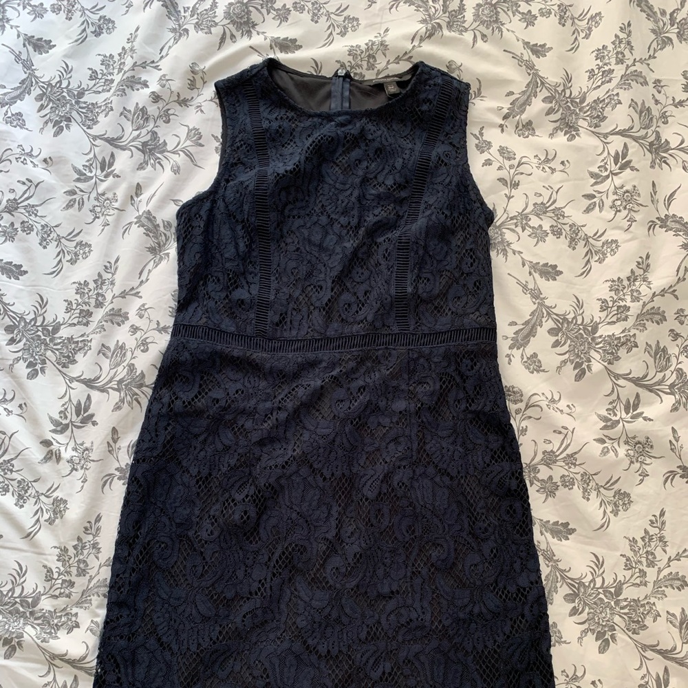 Navy Lace Shift Dress